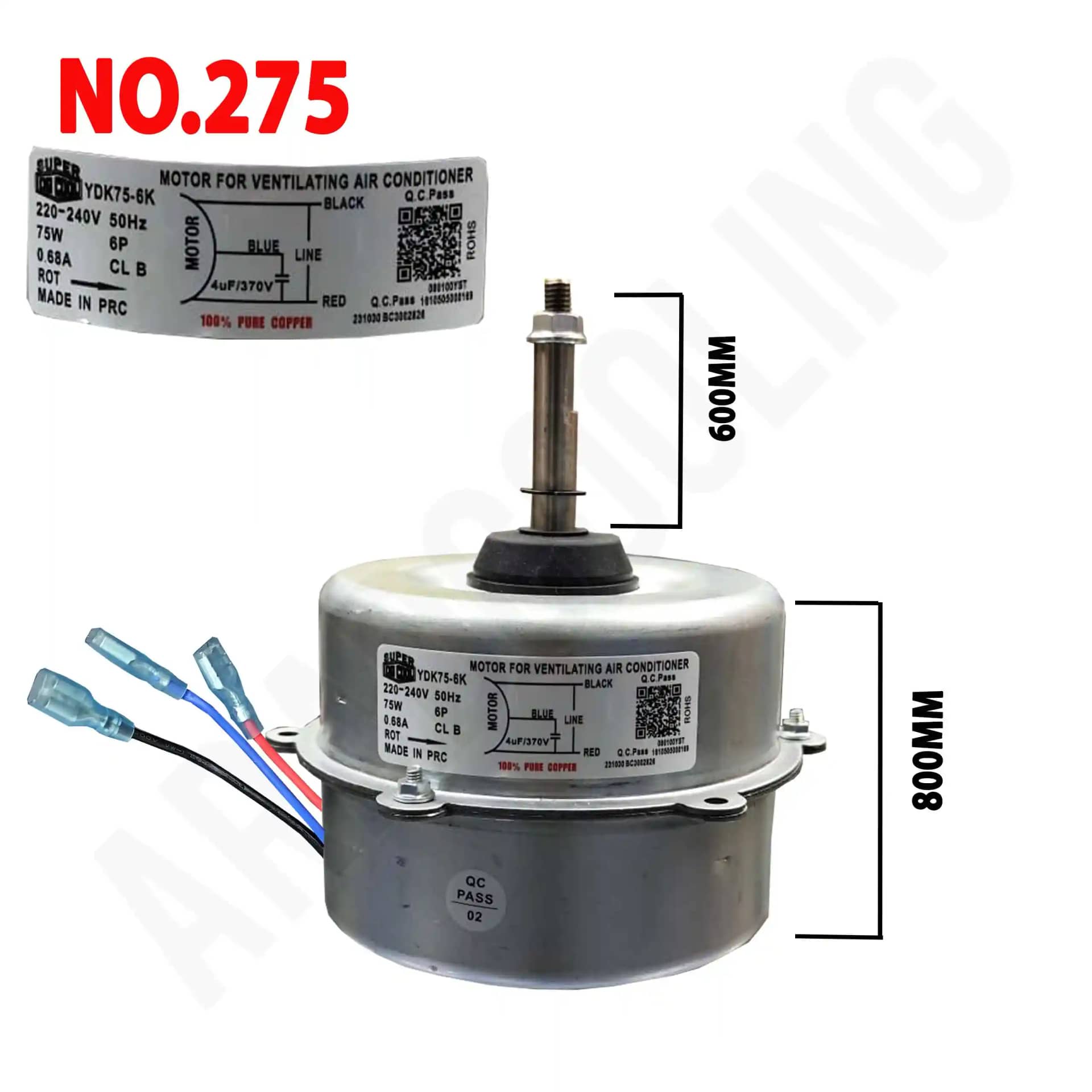 موتور فن پنل کولر گازی مدل YDK75-6K کد 275