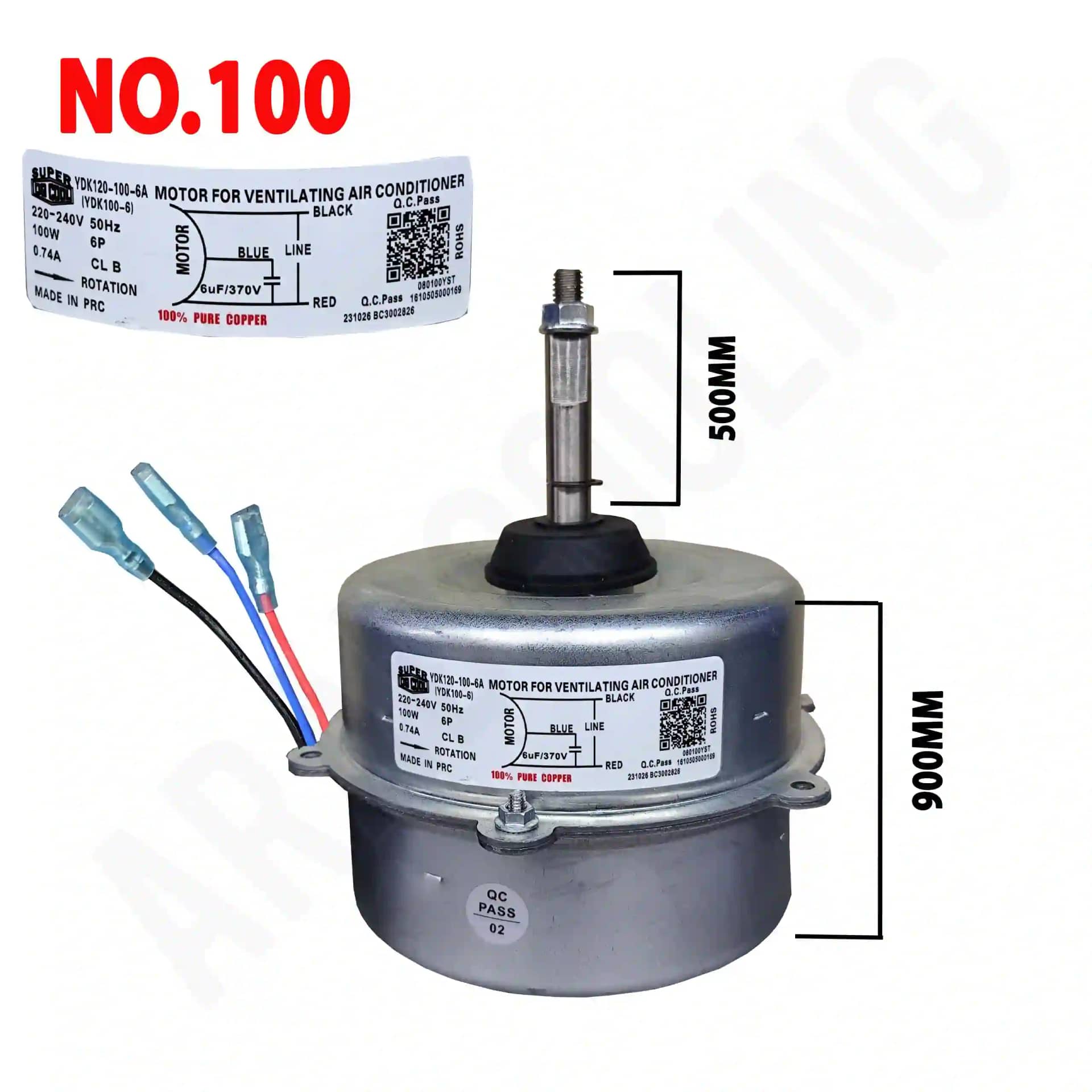موتور فن کندانسور کولر گازی مدل YDK120-100-6A کد 100
