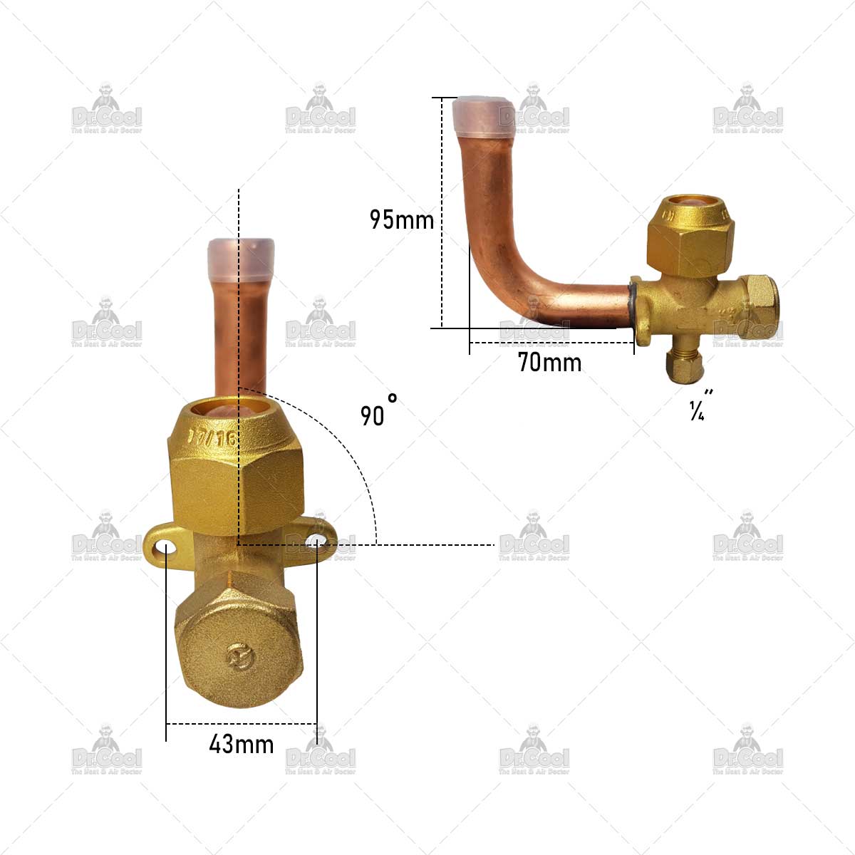 شیر سرویس 3/4 اینچ 90 درجه