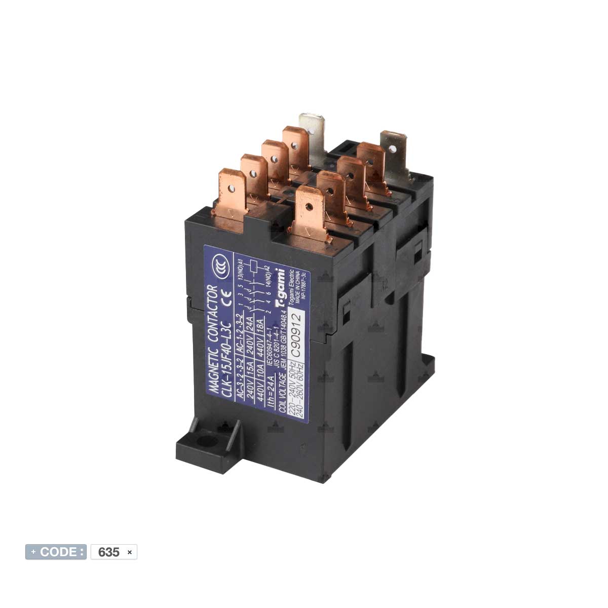 رله کنتاکتوری 220 ولت توگامی مدل CLK-15JF40C